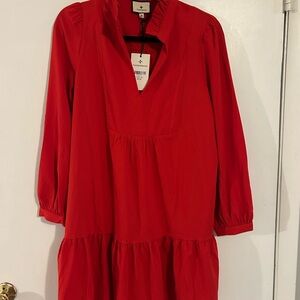 Tuckernuck Palmerston Vibrant Red Long Sleeve Dress